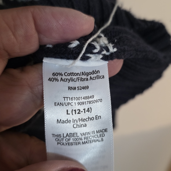 Women's Sz L Striped Navy and White Sweater - Picture 4 of 11